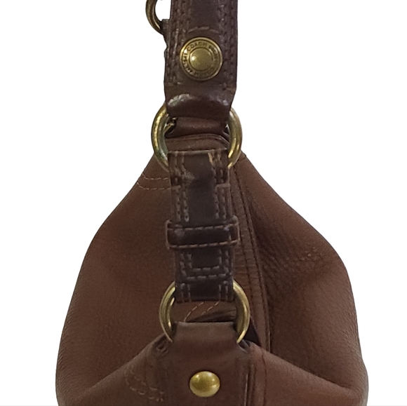 Vintage Coach Chelsea Pebbled North South Turn Lock Hobo Bag in Dark Brown 10947 - Picture 10 of 12